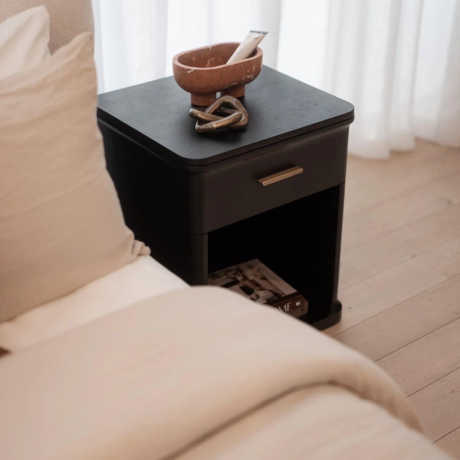 Aira 1 Drawer Bedside - Ebony - Image 3
