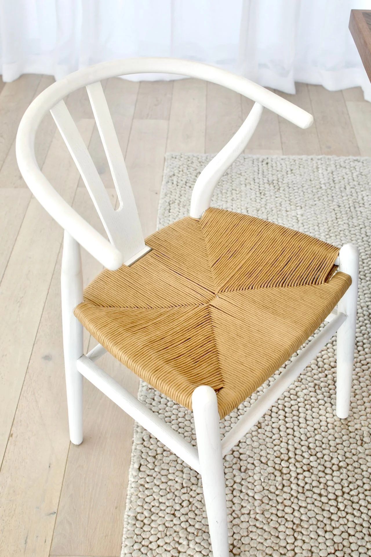 Elm Wishbone Chair - White/Natural - Image 4