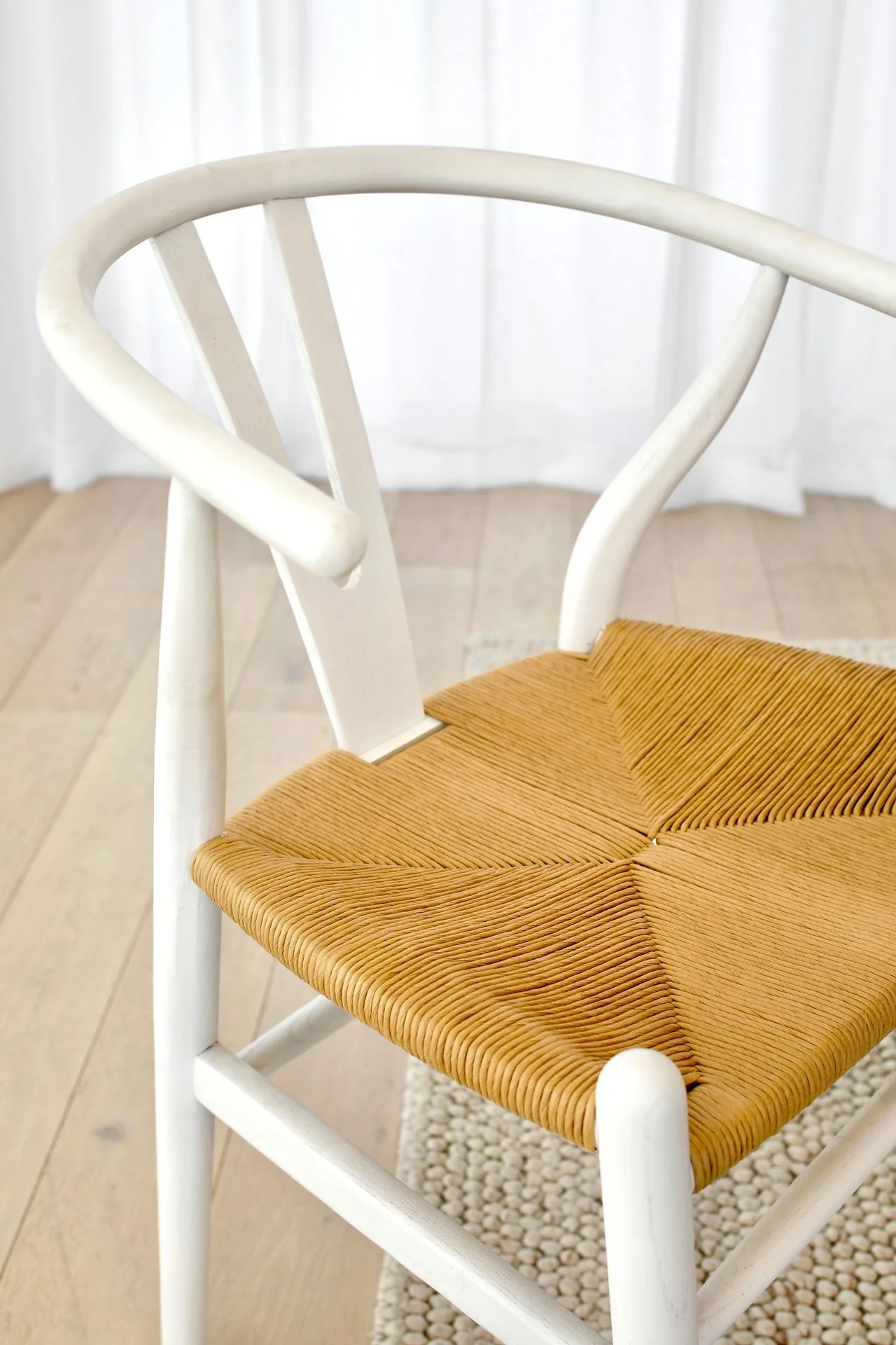 Elm Wishbone Chair - White/Natural - Image 5