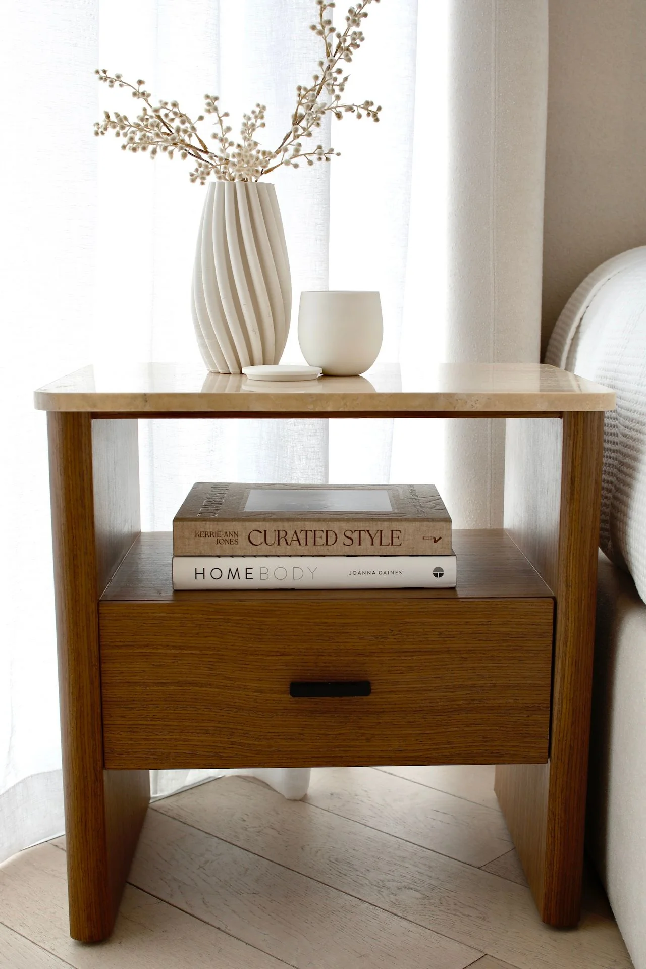 Oscar Travertine Look Bedside Table - Image 3