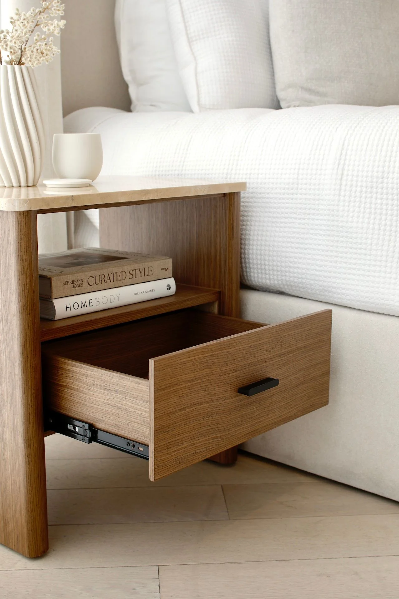 Oscar Travertine Look Bedside Table - Image 4