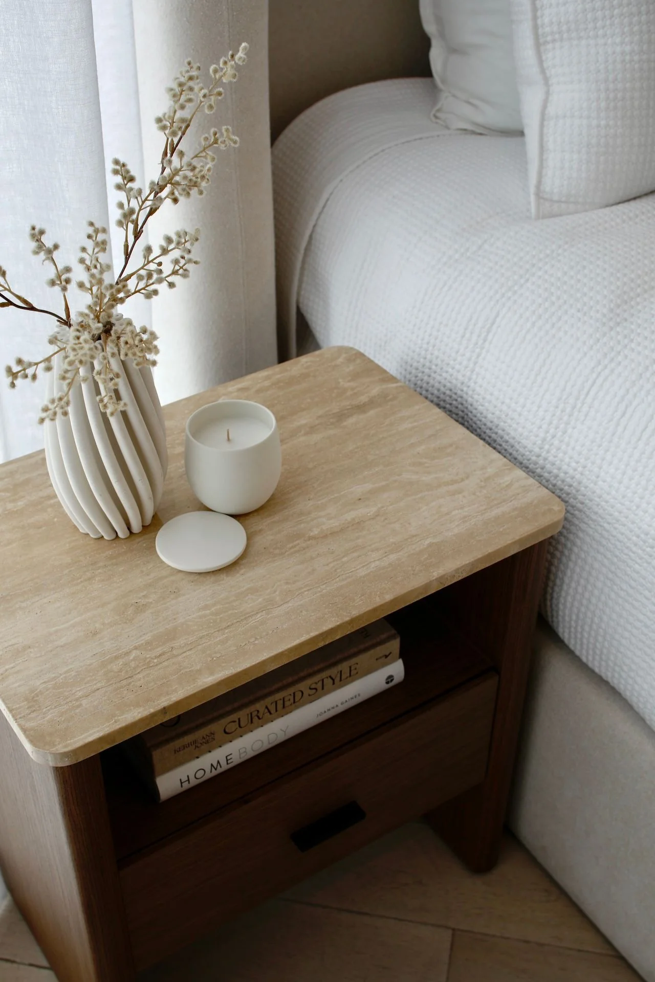Oscar Travertine Look Bedside Table - Image 6