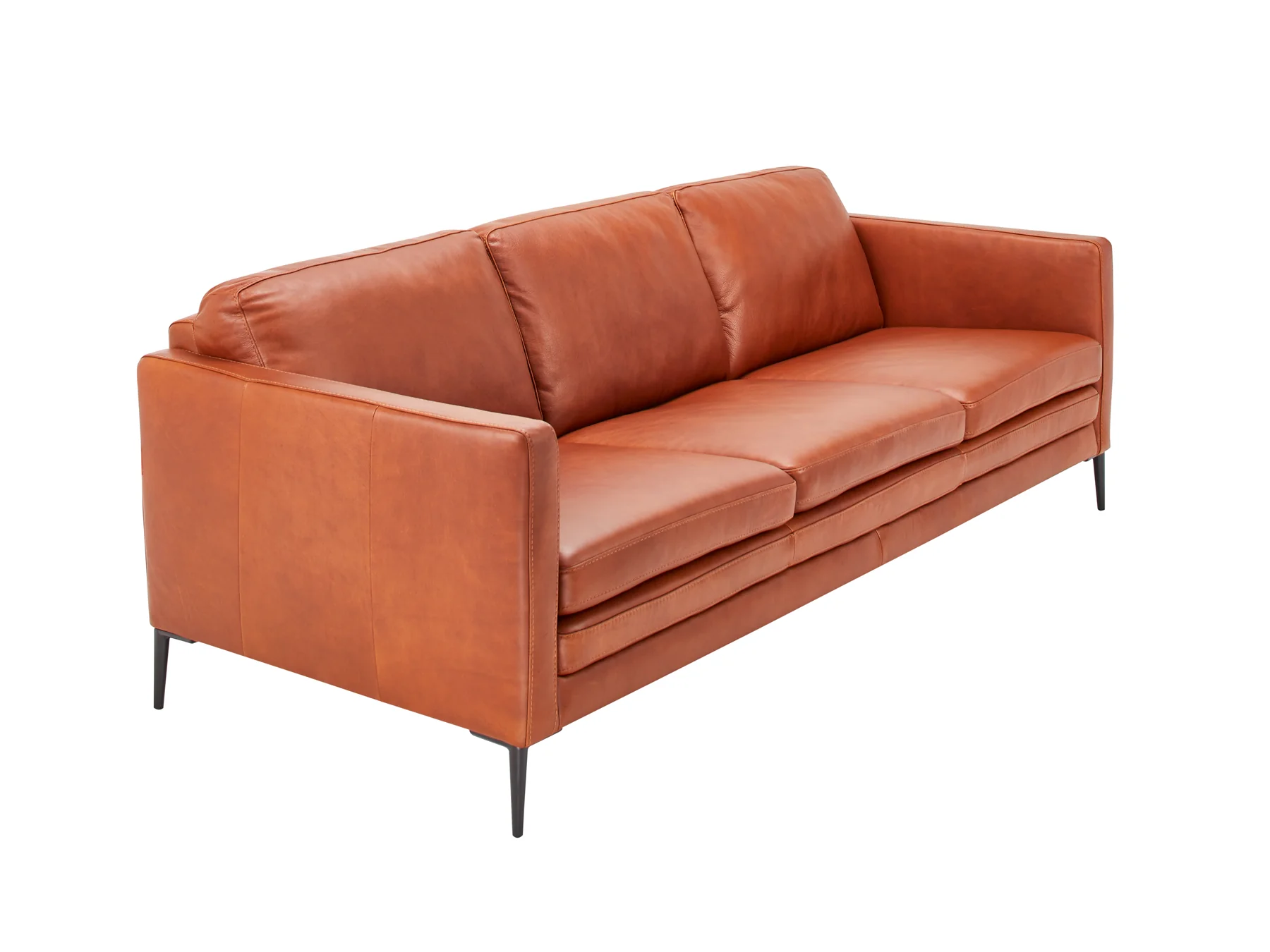 Oslo 3 Seater Leather Lounge - Cognac - Image 3