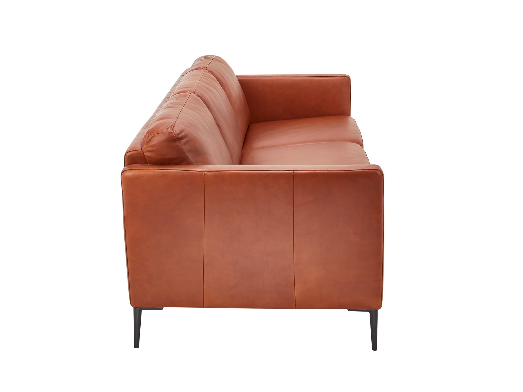 Oslo 3 Seater Leather Lounge - Cognac - Image 4