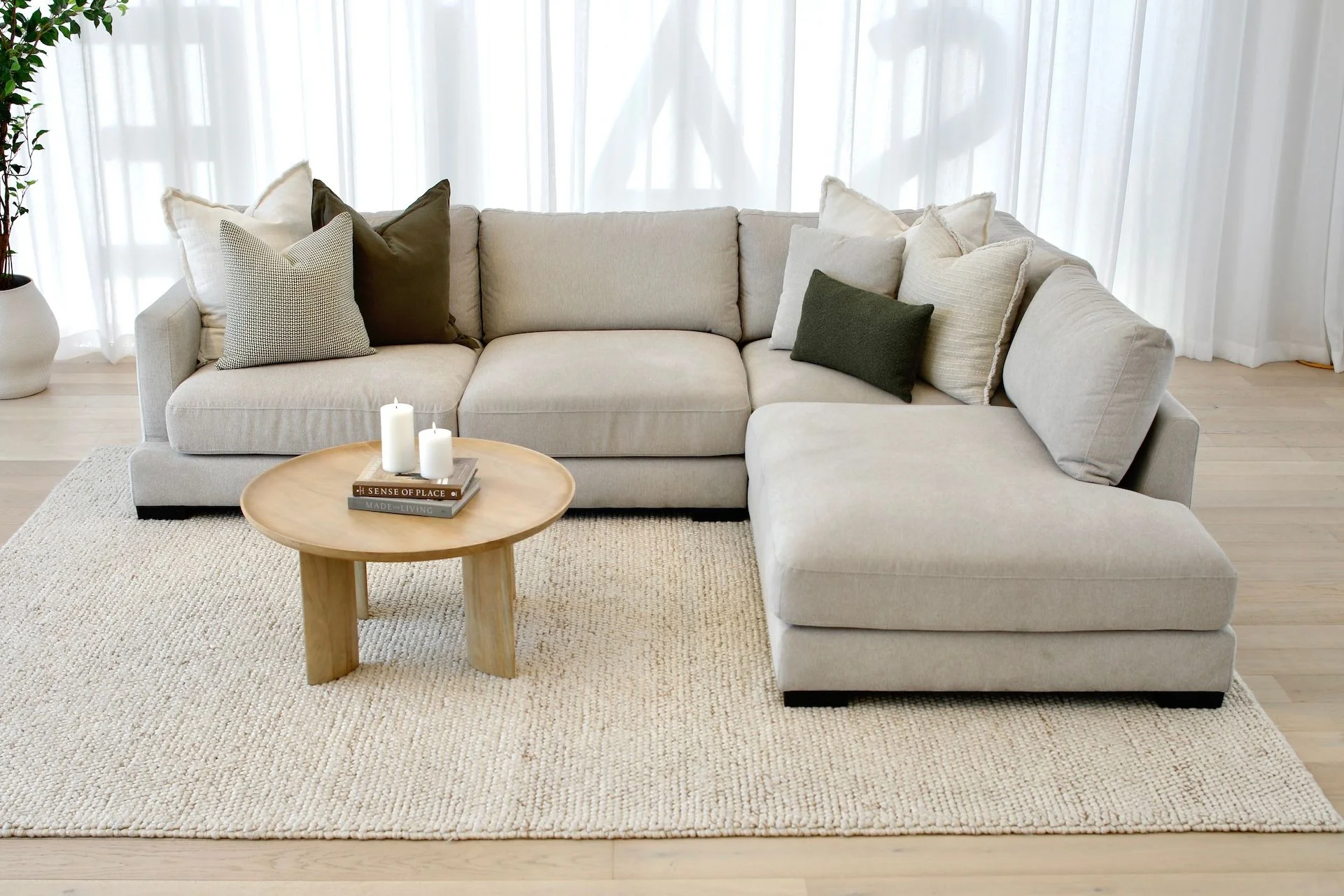 Xavier 3 Seater with Chaise - Stone - Image 4