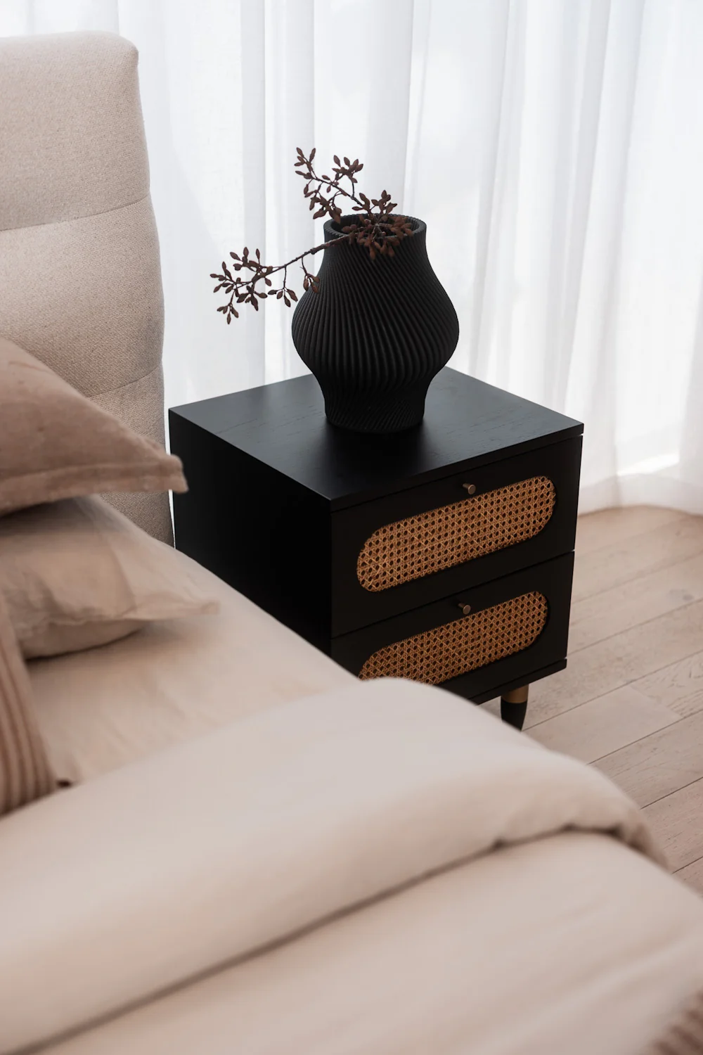 Yara 2 Drawer Bedside - Black - Image 3