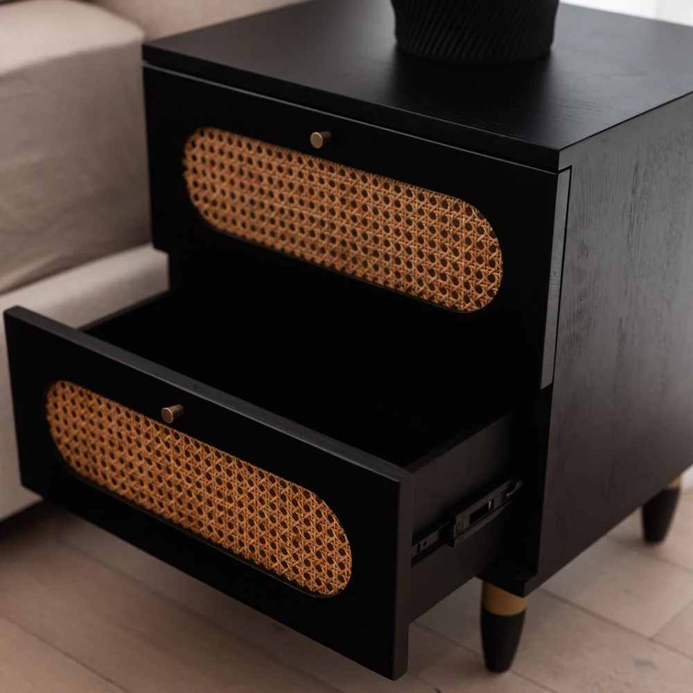 Yara 2 Drawer Bedside - Black - Image 4